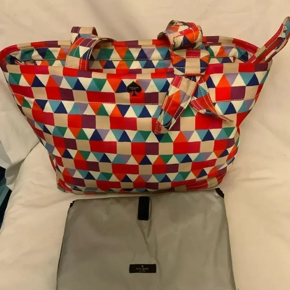 Kate Spade multi color purse baby diaper bag multi use tote washable Microfiber